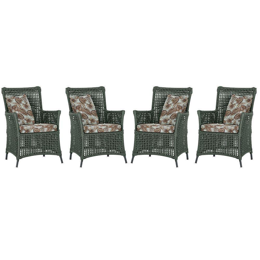 4 Poltronas Igapó Alumínio Micro Pintura Preta Corda Náutica Verde - 1