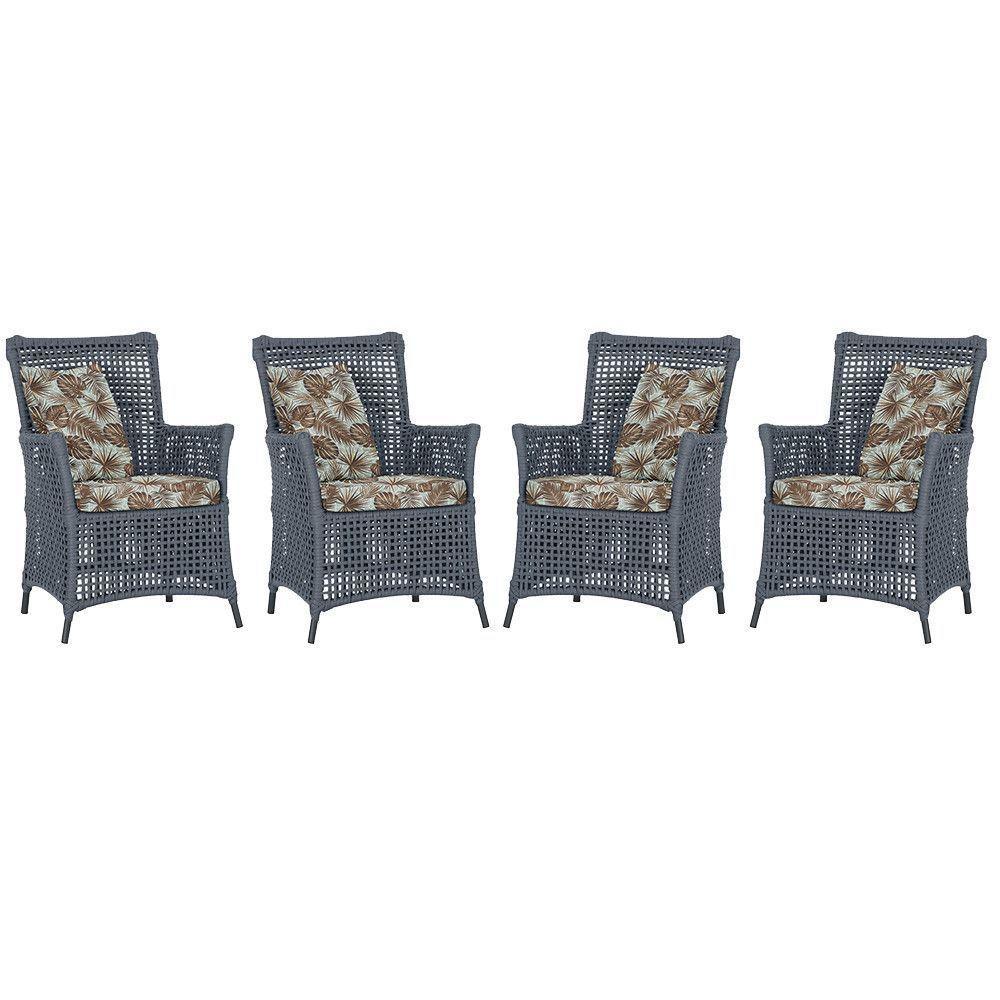 4 Poltronas Igapó Alumínio Micro Pintura Preta Corda Náutica Prata - 1