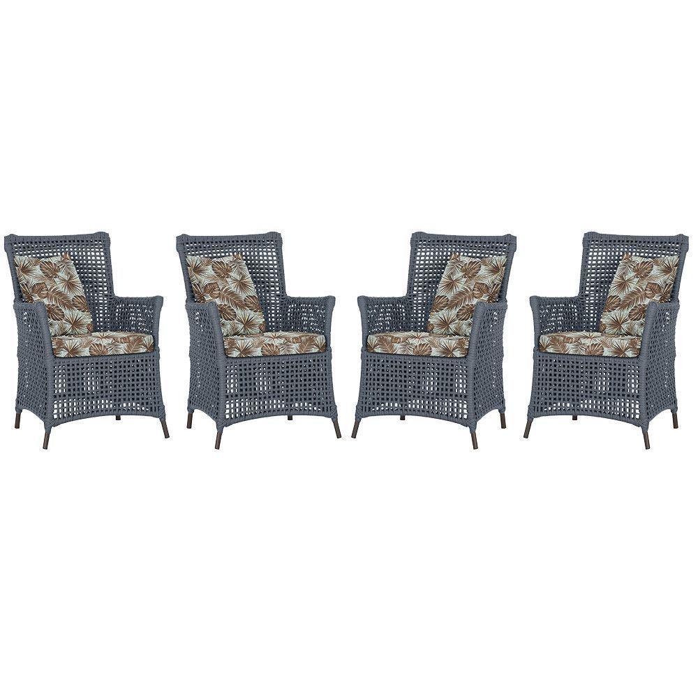 4 Poltronas Igapó Alumínio Pintura Marrom Corda Náutica E6 Prata - 1