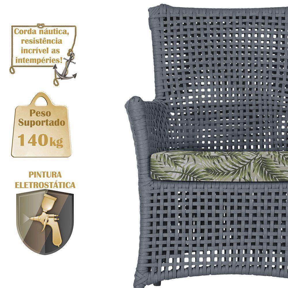 4 Poltronas Igapó Alumínio Pintura Preta Corda Náutica E5 Prata - 4