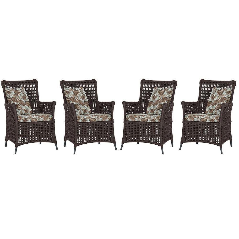 4 Poltronas Igapó Alumínio Micro Pintura Preta Corda Náutica Marrom - 1