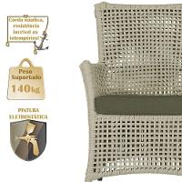 4 Poltronas Igapó Alumínio Pintura Preta Corda Náutica E13 Rami