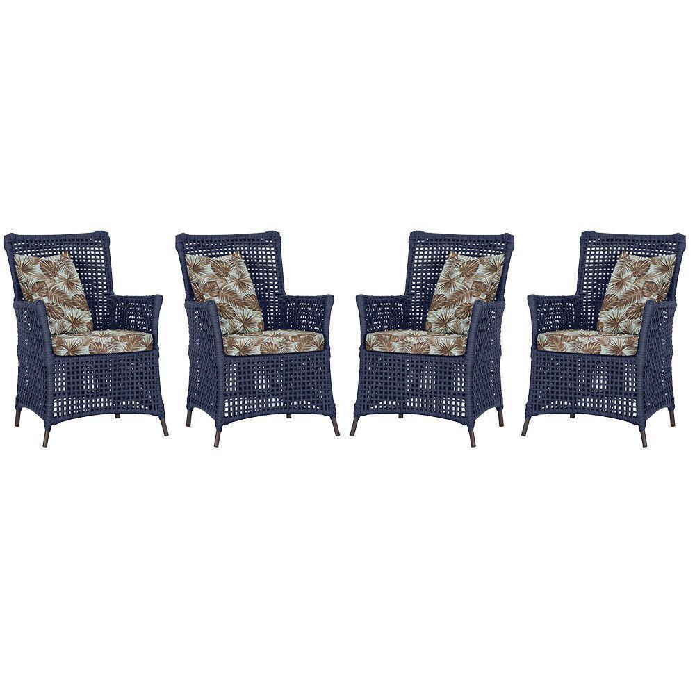 4 Poltronas Igapó Alumínio Pintura Marrom Corda Náutica E6 Azul - 1