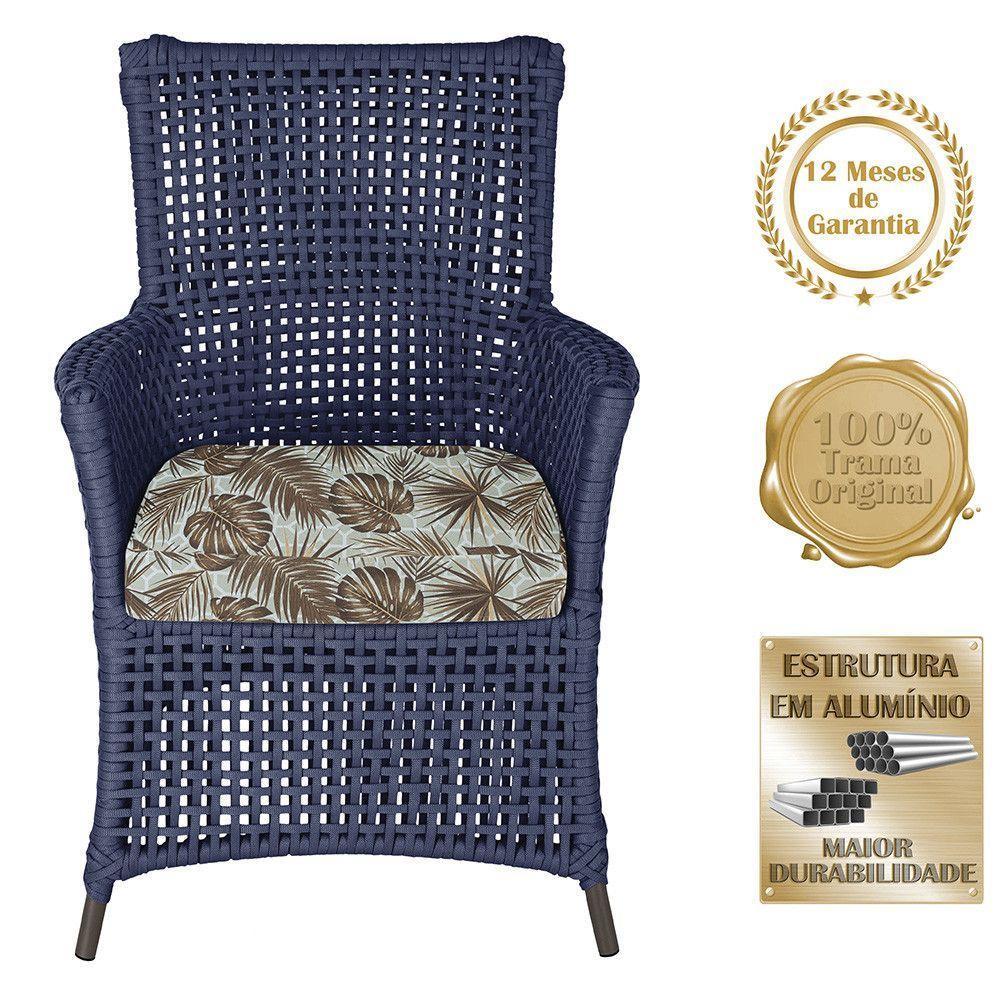 4 Poltronas Igapó Alumínio Pintura Marrom Corda Náutica E6 Azul - 5