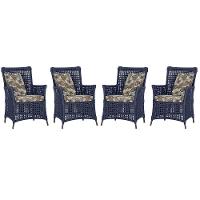 4 Poltronas Igapó Alumínio Pintura Marrom Corda Náutica E6 Azul - 1