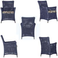 4 Poltronas Igapó Alumínio Pintura Marrom Corda Náutica E6 Azul - 3