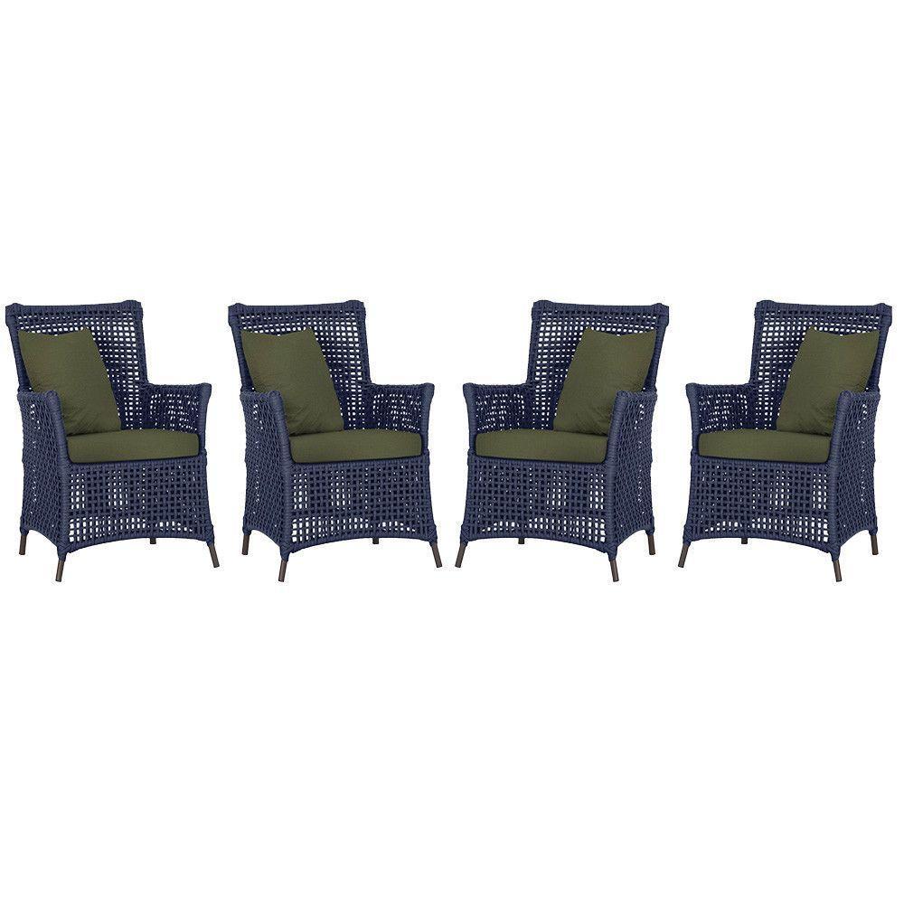 4 Poltronas Igapó Alumínio Pintura Marrom Corda Náutica E13 Azul - 1