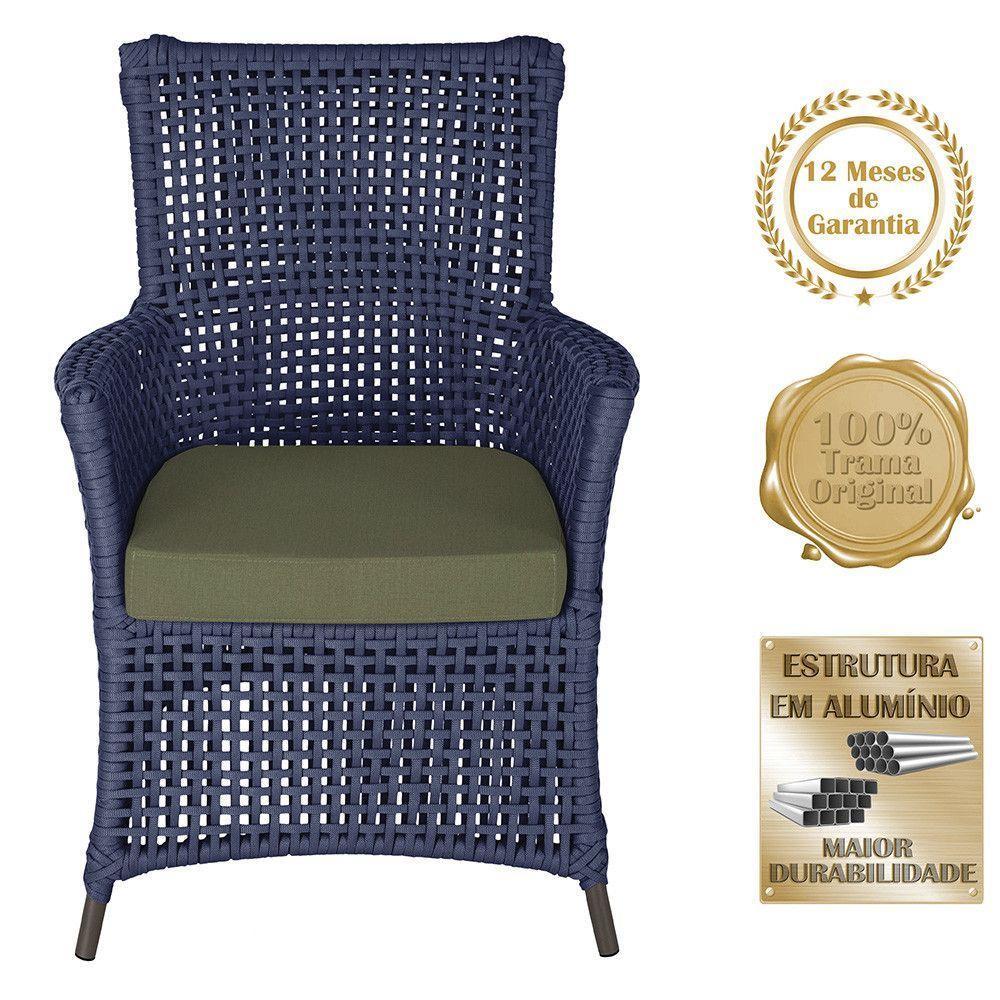 4 Poltronas Igapó Alumínio Pintura Marrom Corda Náutica E13 Azul - 3