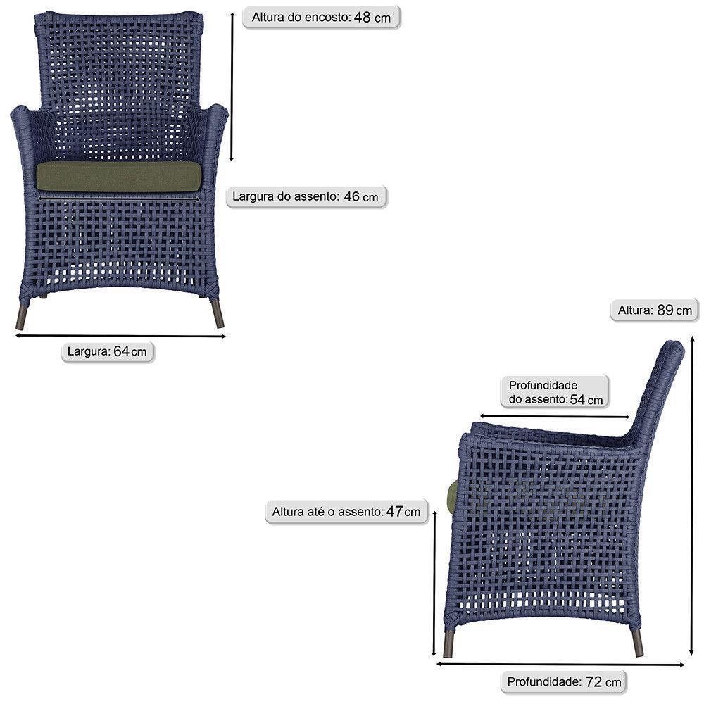 4 Poltronas Igapó Alumínio Pintura Marrom Corda Náutica E13 Azul - 4