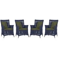 4 Poltronas Igapó Alumínio Pintura Marrom Corda Náutica E13 Azul - 1