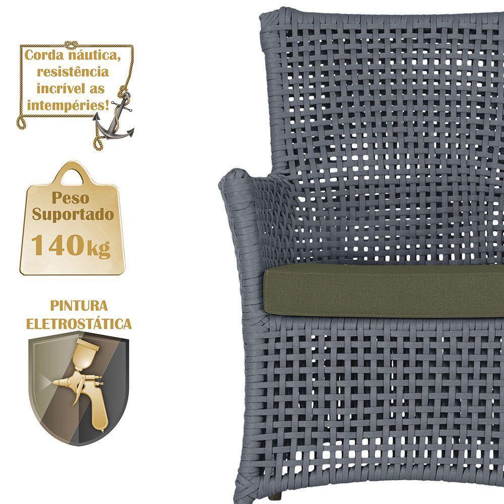4 Poltronas Igapó Alumínio Pintura Marrom Corda Náutica E13 Prata - 4