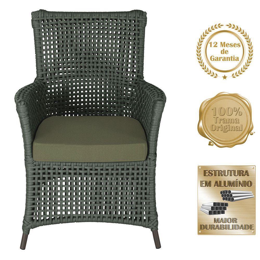 4 Poltronas Igapó Alumínio Pintura Marrom Corda Náutica E13 Verde - 4