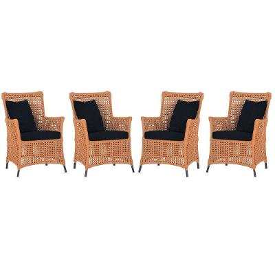 Kit 4 Poltronas Igapó Alumínio Corda Náutica Preto Terracota Trama Móveis