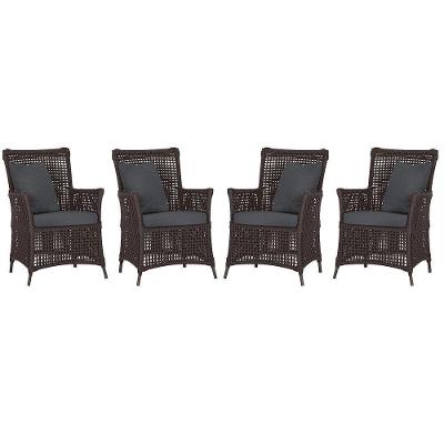 Kit 4 Poltronas Igapó Alumínio Corda Náutica Estofado Impermeável Marrom Trama Original