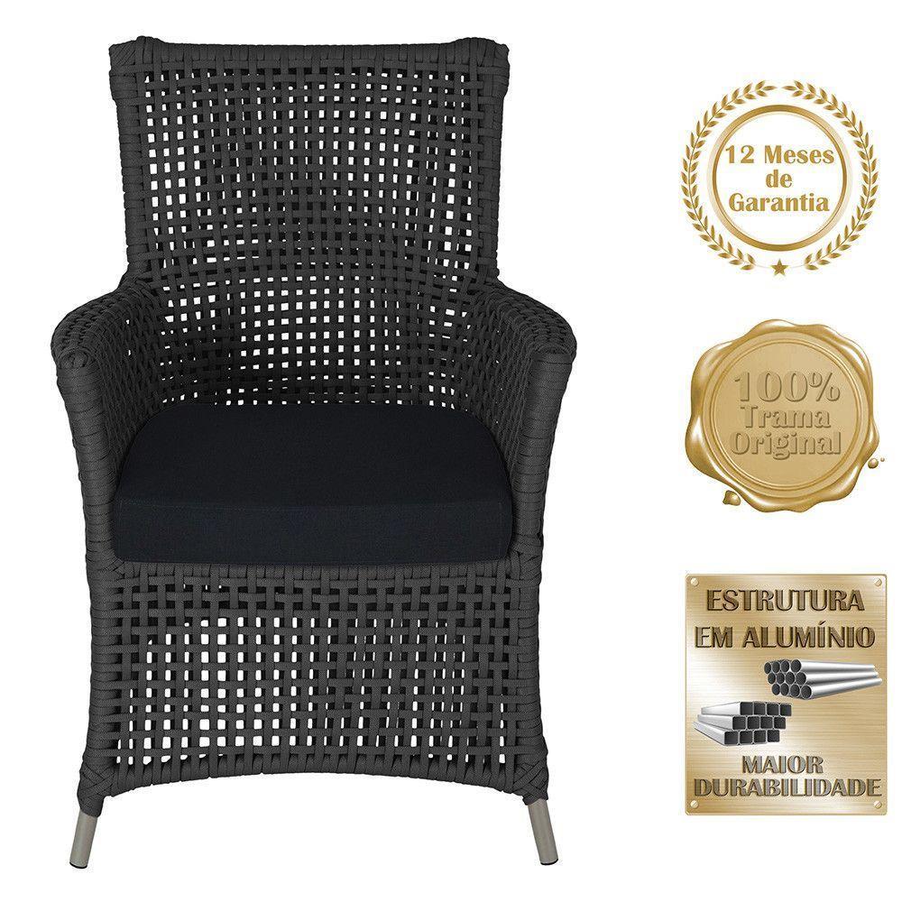 4 Poltronas Igapó Alumínio Pintura Fendi Corda Náutica E12 Preto - 5