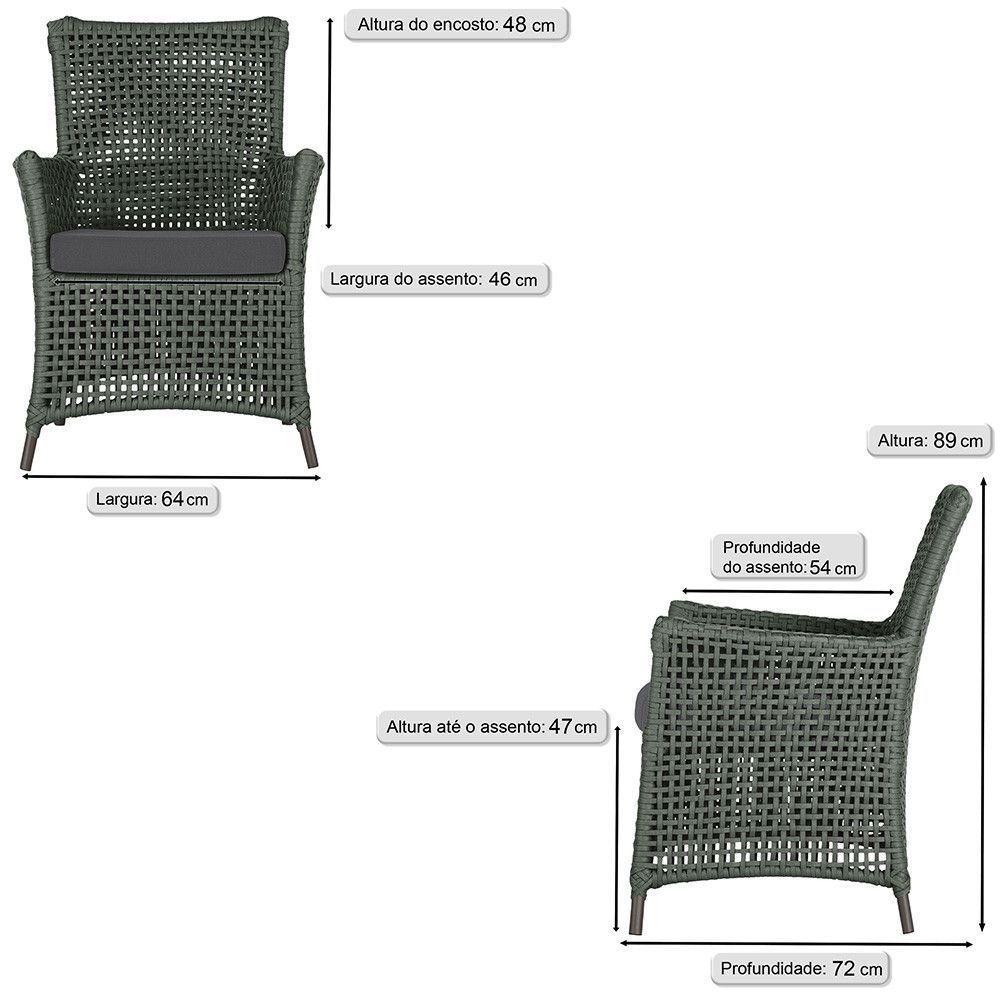 4 Poltronas Igapó Alumínio Pintura Marrom Corda Náutica E11 Verde - 5