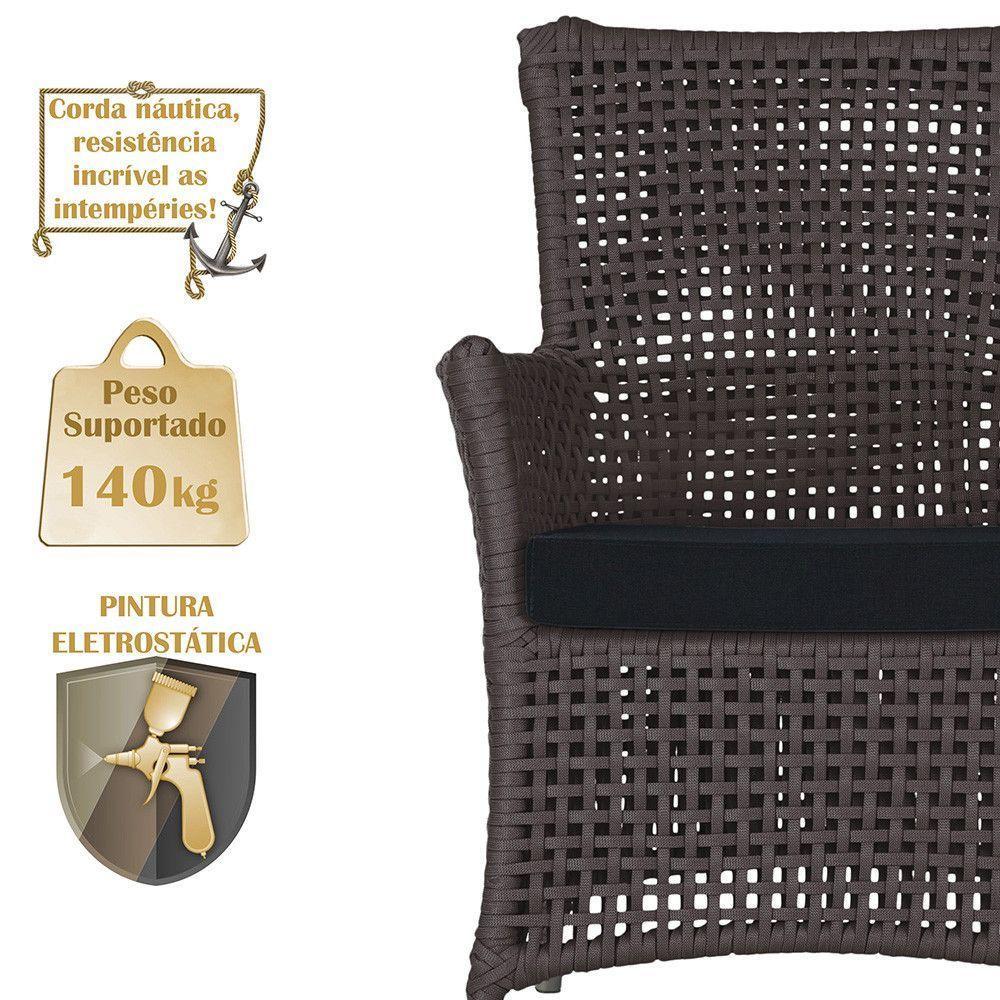 4 Poltronas Igapó Alumínio Pintura Fendi Corda Náutica E12 Marrom - 6