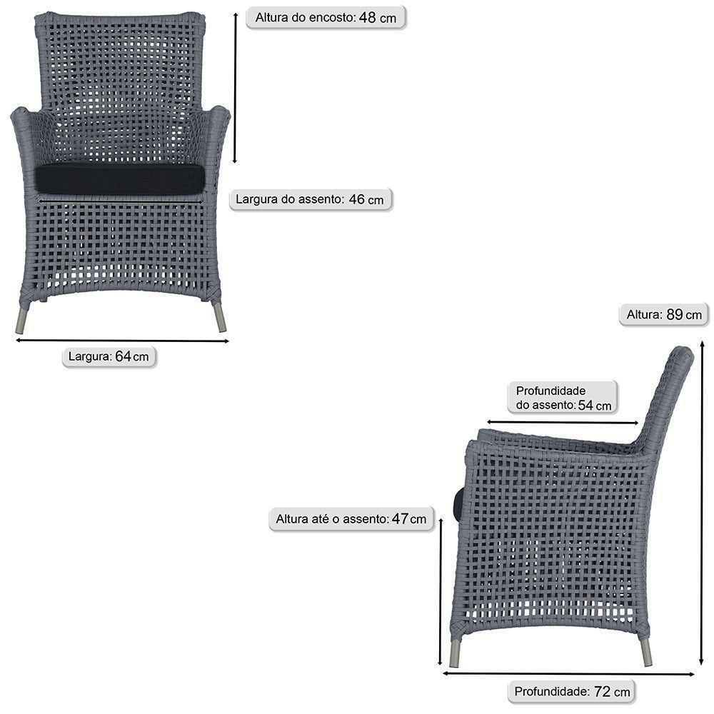 4 Poltronas Igapó Alumínio Pintura Fendi Corda Náutica E12 Prata - 6