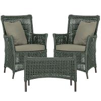 2 Poltronas E 1 Mesa Igapó Alumínio Marrom Corda Náutica E8 Verde - 1