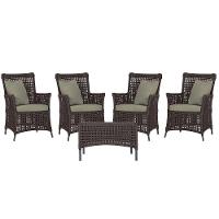 4 Poltronas E 1 Mesa Igapó Alumínio Preta Corda Náutica E8 Marrom - 1