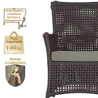 4 Poltronas E 1 Mesa Igapó Alumínio Preta Corda Náutica E8 Marrom