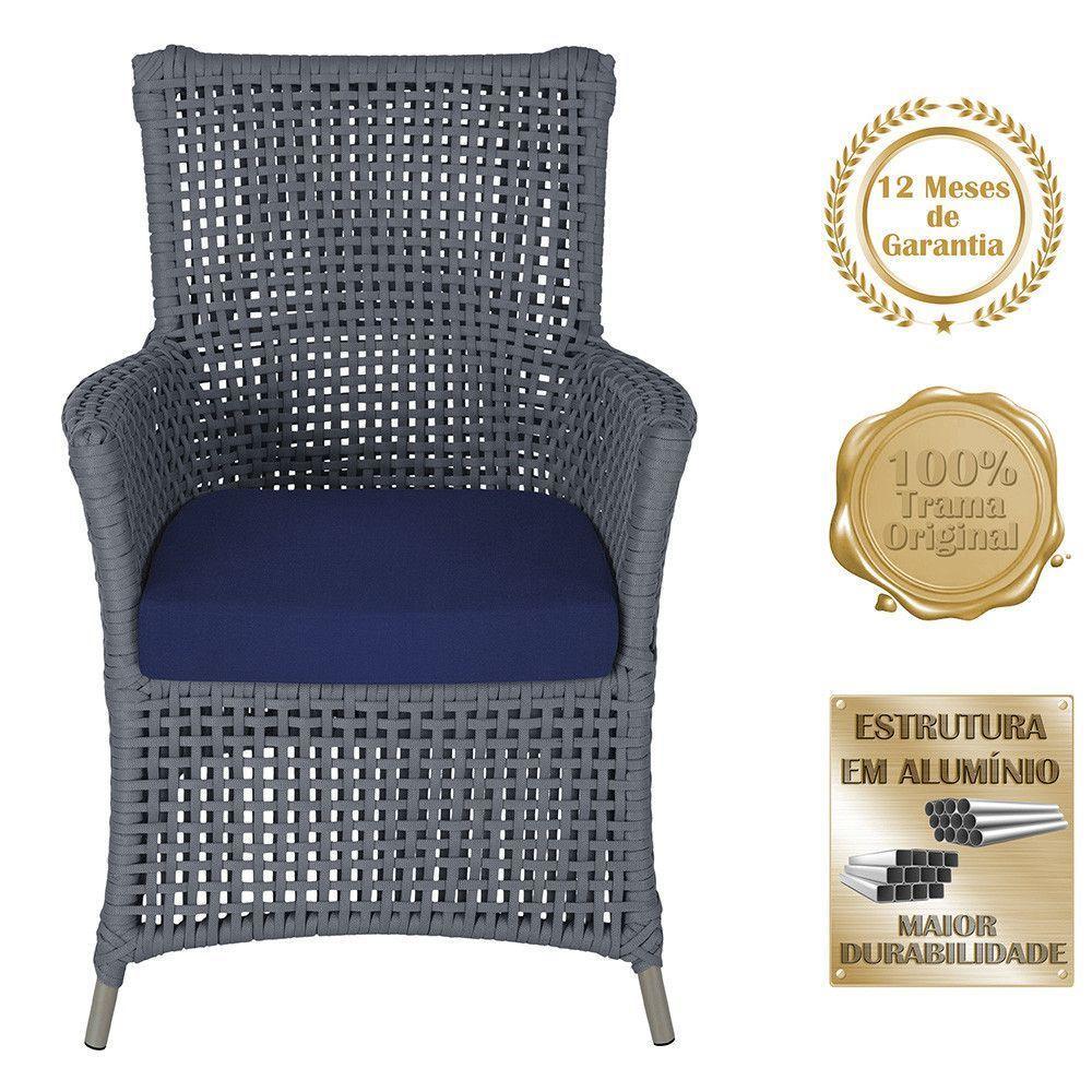 4 Poltronas Igapó Alumínio Pintura Fendi Corda Náutica E10 Prata - 3