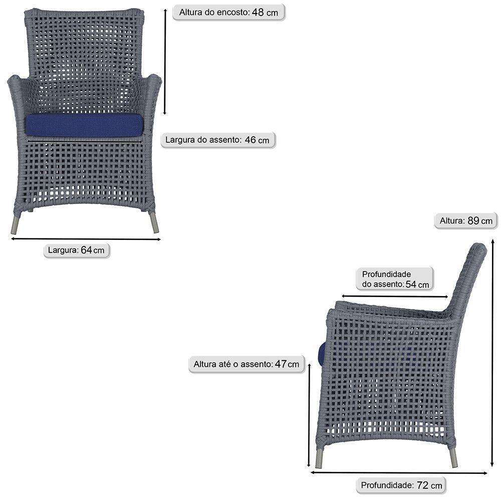 4 Poltronas Igapó Alumínio Pintura Fendi Corda Náutica E10 Prata - 4