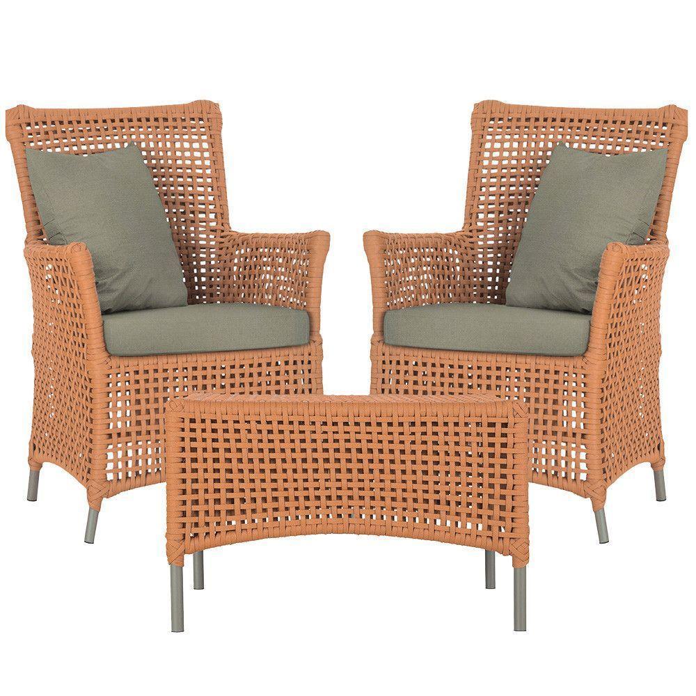 2 Poltronas E 1 Mesa Igapó Alumínio Fendi Corda Náutica E8 Terra Cota - 1