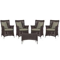 4 Poltronas E 1 Mesa Igapó Alumínio Fendi Corda Náutica E8 Marrom - 1