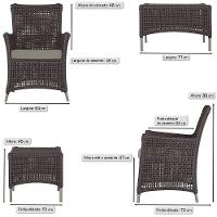 4 Poltronas E 1 Mesa Igapó Alumínio Fendi Corda Náutica E8 Marrom - 6