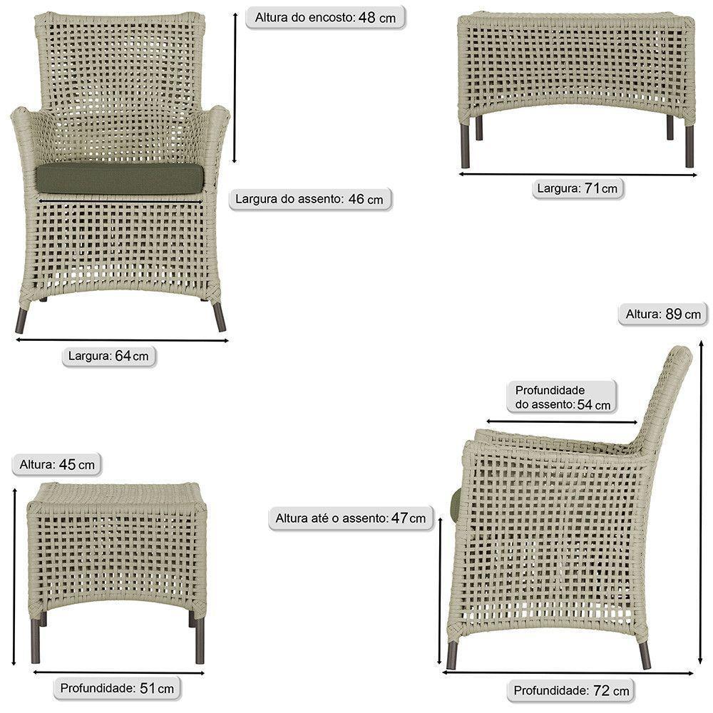 4 Poltronas E 1 Mesa Igapó Alumínio Marrom Corda Náutica E13 Rami - 6