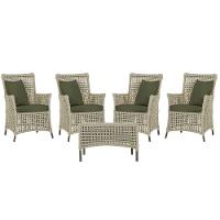 4 Poltronas E 1 Mesa Igapó Alumínio Marrom Corda Náutica E13 Rami - 1