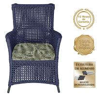 4 Poltronas E 1 Mesa Igapó Alumínio Preta Corda Náutica E5 Azul - 5