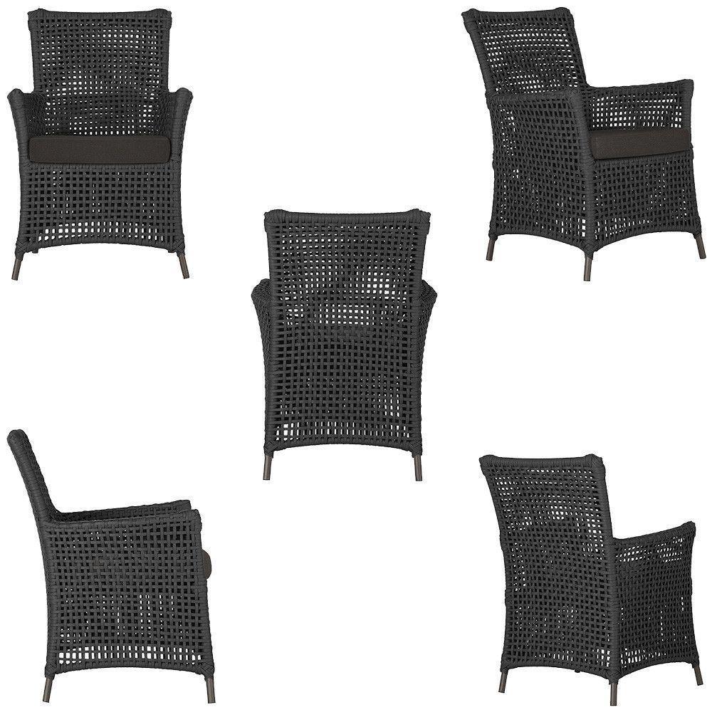 4 Poltronas E 1 Mesa Igapó Alumínio Marrom Corda Náutica E9 Preto - 1