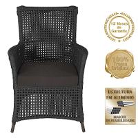 4 Poltronas E 1 Mesa Igapó Alumínio Marrom Corda Náutica E9 Preto - 3