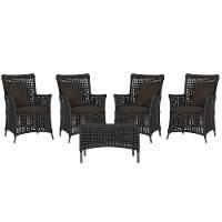 4 Poltronas E 1 Mesa Igapó Alumínio Marrom Corda Náutica E9 Preto - 5