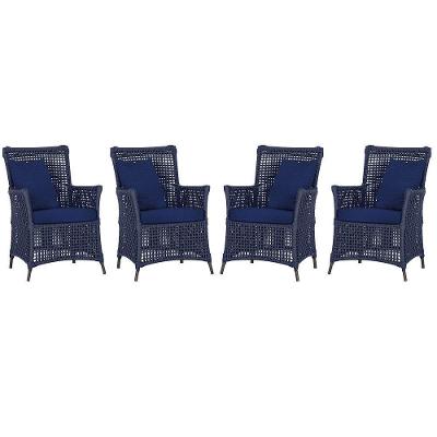 Kit 4 Poltronas Igapó Alumínio Corda Náutica Marrom Azul Trama Original