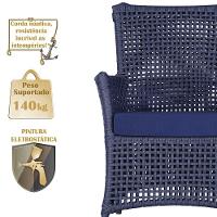 4 Poltronas Igapó Alumínio Pintura Marrom Corda Náutica E10 Azul