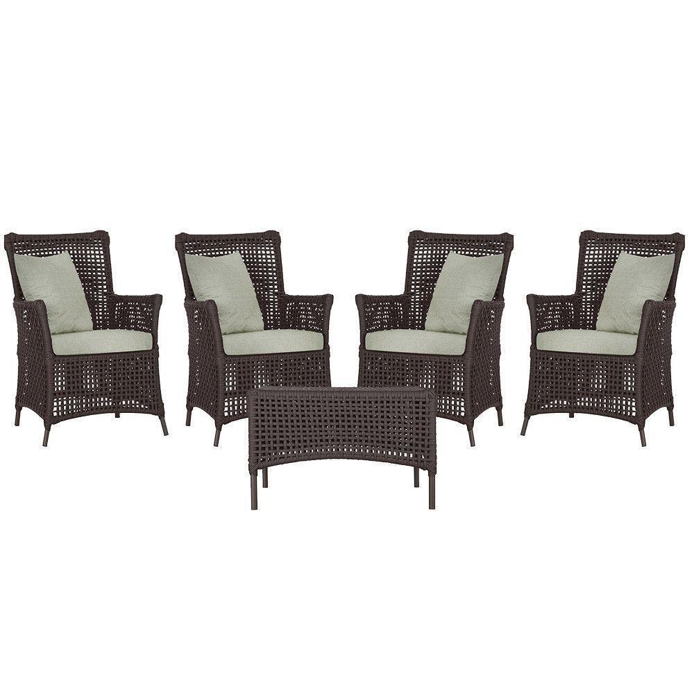 4 Poltronas E 1 Mesa Igapó Alumínio Marrom Corda Náutica E3 Marrom - 1