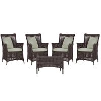 4 Poltronas E 1 Mesa Igapó Alumínio Marrom Corda Náutica E3 Marrom - 1