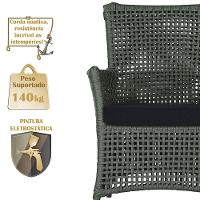 4 Poltronas E 1 Mesa Igapó Alumínio Marrom Corda Náutica E12 Verde - 3