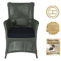 4 Poltronas E 1 Mesa Igapó Alumínio Marrom Corda Náutica E12 Verde