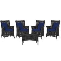 4 Poltronas E 1 Mesa Igapó Alumínio Marrom Corda Náutica E10 Preto - 1