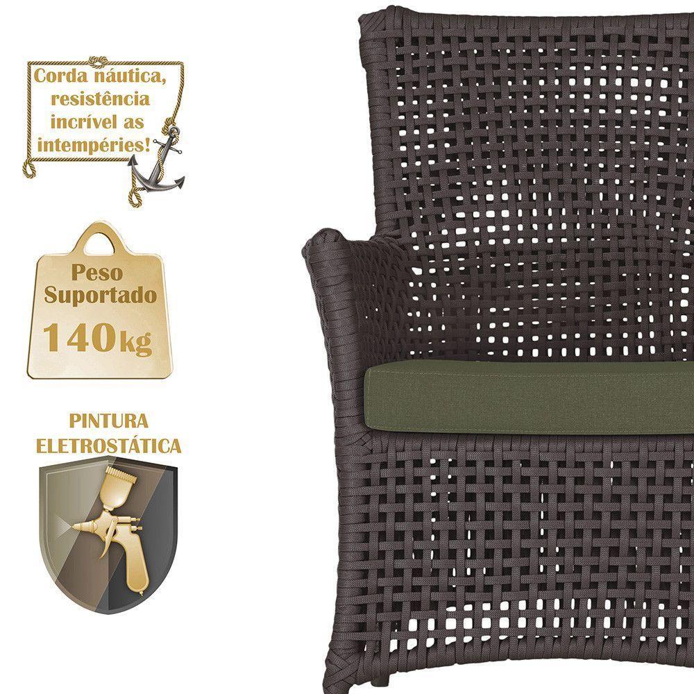 4 Poltronas E 1 Mesa Igapó Alumínio Marrom Corda Náutica E13 Marrom - 4