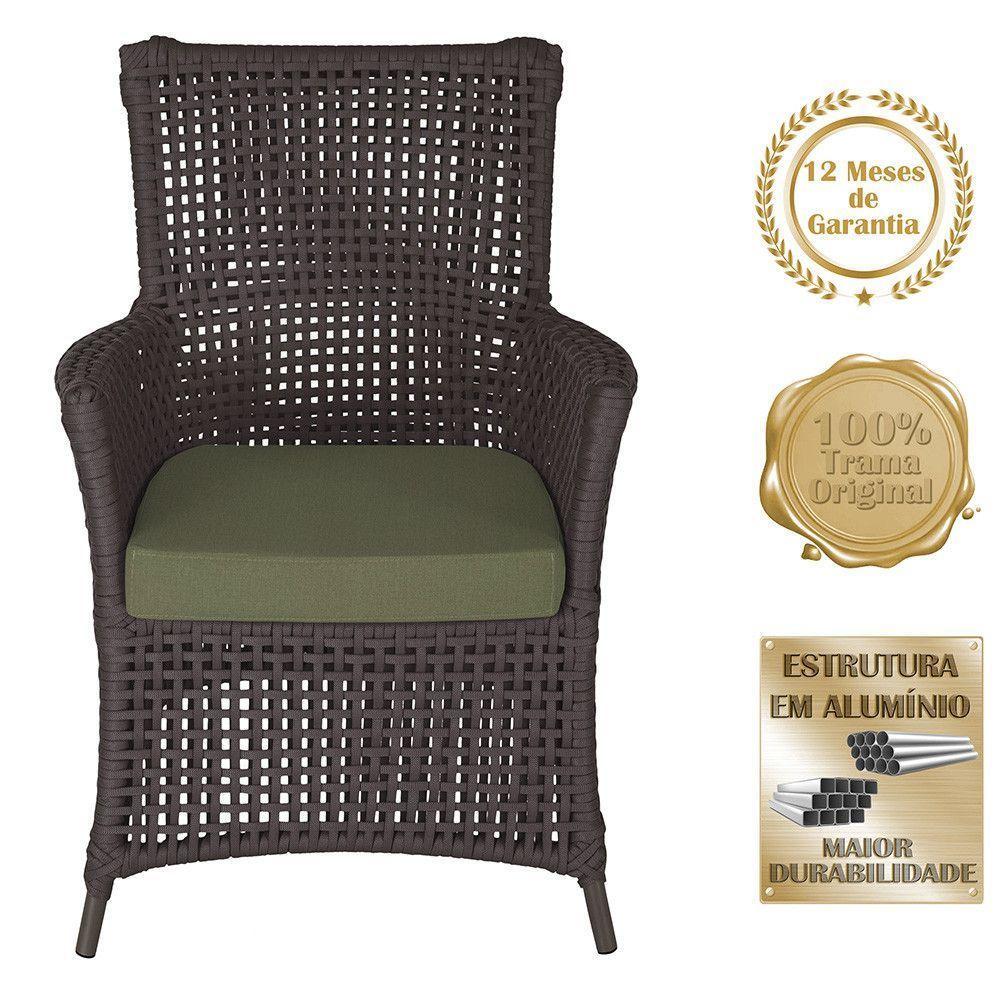 4 Poltronas E 1 Mesa Igapó Alumínio Marrom Corda Náutica E13 Marrom - 5