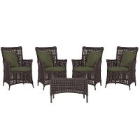 4 Poltronas E 1 Mesa Igapó Alumínio Marrom Corda Náutica E13 Marrom - 1