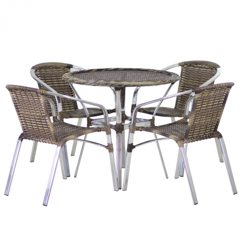 Conjunto Cadeiras Floripa E Mesa Com Tampo Tramado Cappuccino - 1