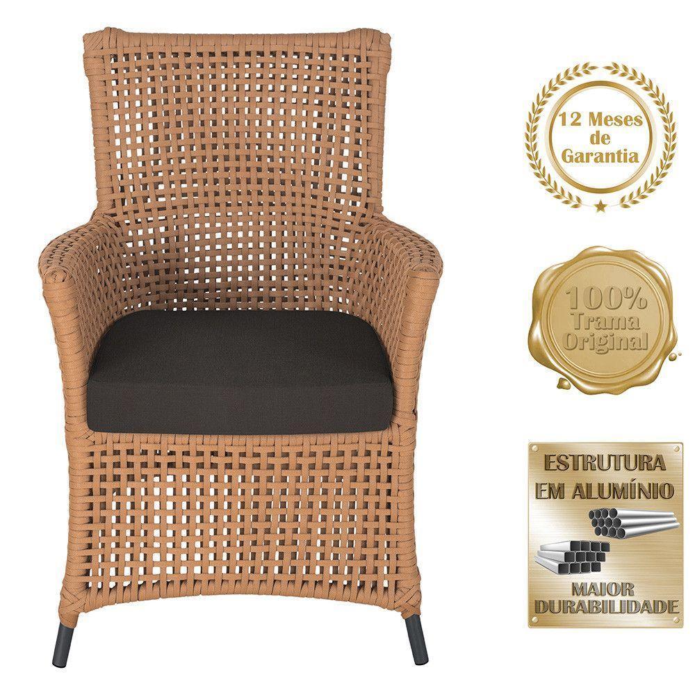 4 Poltronas E 1 Mesa Igapó Alumínio Preta Corda Náutica E9 Terra Cota - 5