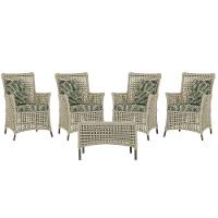 4 Poltronas E 1 Mesa Igapó Alumínio Marrom Corda Náutica E5 Rami - 1