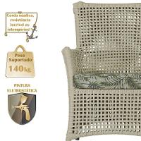 4 Poltronas E 1 Mesa Igapó Alumínio Marrom Corda Náutica E5 Rami